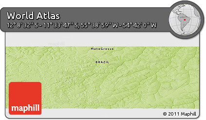 Physical Panoramic Map of the Area around 11° 51' 9" S, 55° 10' 29" W