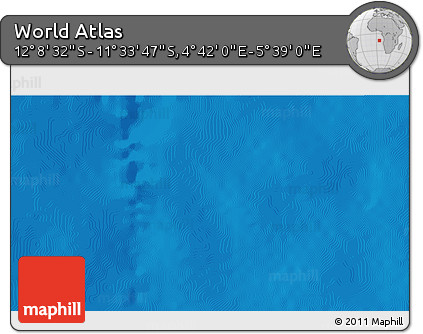 Physical 3D Map of the Area around 11° 51' 9" S, 5° 10' 30" E