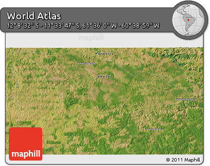 Satellite 3D Map of the Area around 11° 51' 9" S, 61° 7' 30" W