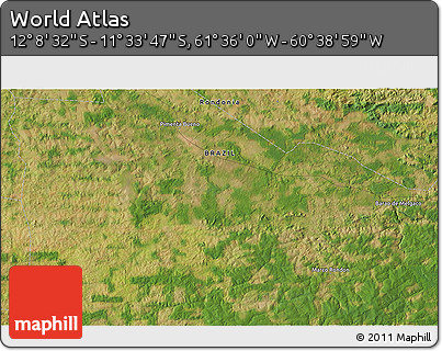 Satellite 3D Map of the Area around 11° 51' 9" S, 61° 7' 30" W