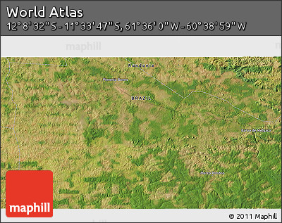 Satellite 3D Map of the Area around 11° 51' 9" S, 61° 7' 30" W