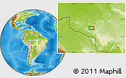 Physical Location Map of the area around 11° 51' 9" S, 61° 7' 30" W