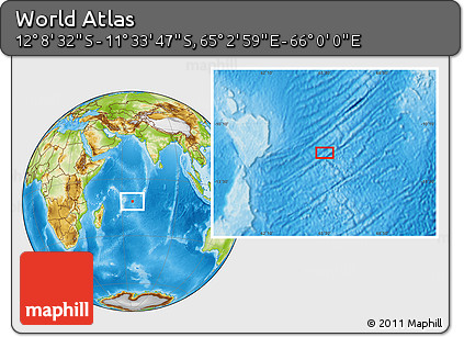 Physical Location Map of the Area around 11° 51' 9" S, 65° 31' 30" E