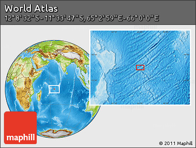 Physical Location Map of the Area around 11° 51' 9" S, 65° 31' 30" E