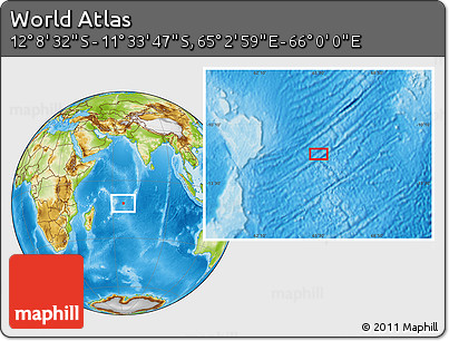Physical Location Map of the Area around 11° 51' 9" S, 65° 31' 30" E