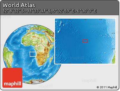 Physical Location Map of the Area around 11° 51' 9" S, 6° 1' 30" E