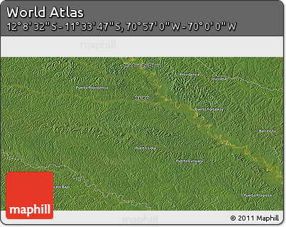 Satellite 3D Map of the Area around 11° 51' 9" S, 70° 28' 29" W