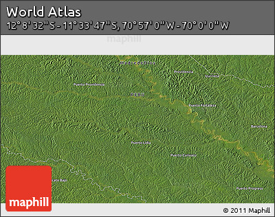Satellite 3D Map of the Area around 11° 51' 9" S, 70° 28' 29" W