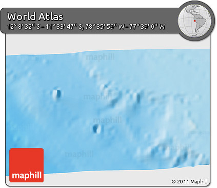 Physical 3D Map of the Area around 11° 51' 9" S, 78° 7' 30" W
