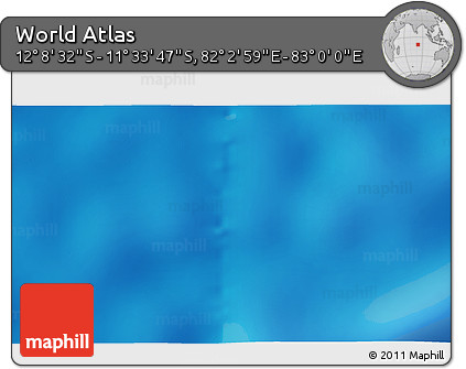 Physical 3D Map of the Area around 11° 51' 9" S, 82° 31' 30" E