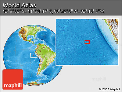 Physical Location Map of the Area around 11° 51' 9" S, 83° 13' 29" W