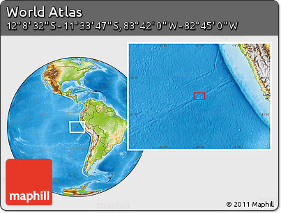 Physical Location Map of the Area around 11° 51' 9" S, 83° 13' 29" W