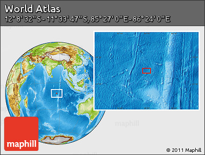 Physical Location Map of the Area around 11° 51' 9" S, 85° 55' 30" E