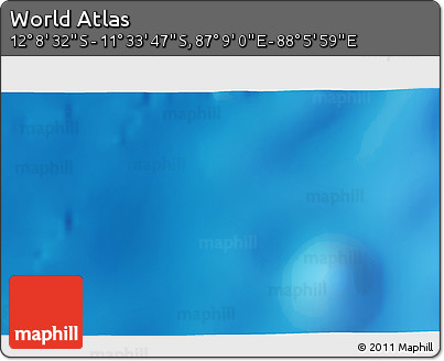 Physical 3D Map of the Area around 11° 51' 9" S, 87° 37' 30" E