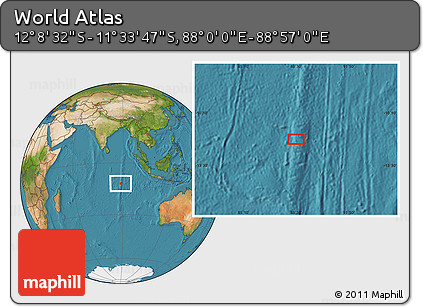 Satellite Location Map of the Area around 11° 51' 9" S, 88° 28' 29" E