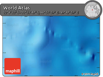Physical Map of the Area around 11° 51' 9" S, 89° 19' 29" E