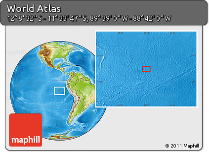 Physical Location Map of the Area around 11° 51' 9" S, 89° 10' 30" W