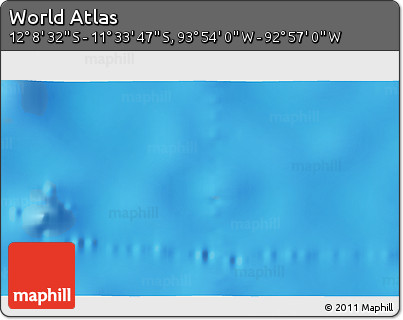 Physical 3D Map of the Area around 11° 51' 9" S, 93° 25' 30" W