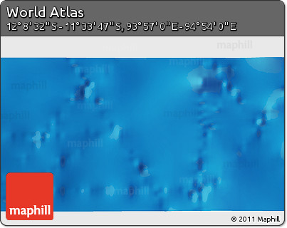 Shaded Relief 3D Map of the Area around 11° 51' 9" S, 94° 25' 30" E