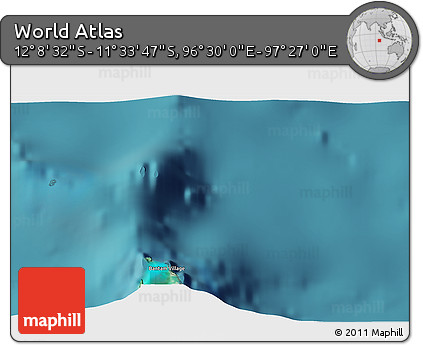 Satellite 3D Map of the Area around 11° 51' 9" S, 96° 58' 29" E