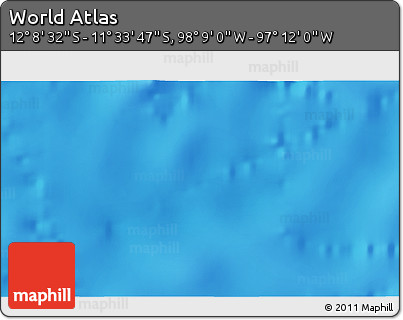 Physical 3D Map of the Area around 11° 51' 9" S, 97° 40' 30" W