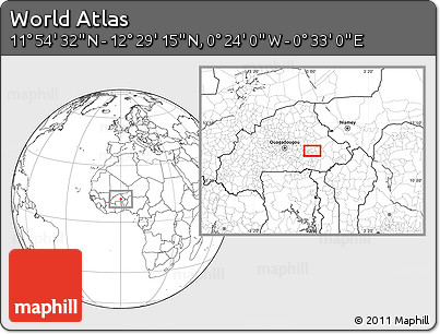 Blank Location Map of the Area around 12° 11' 54" N, 0° 4' 30" E