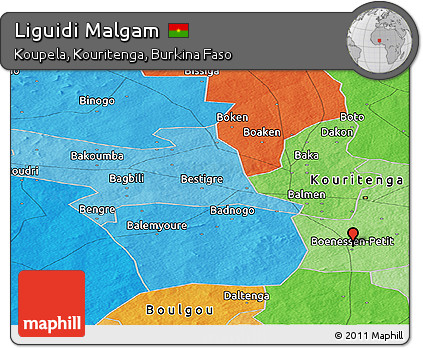 Political Panoramic Map of Liguidi Malgam