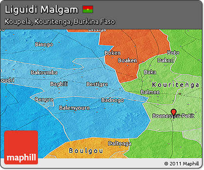 Political Panoramic Map of Liguidi Malgam