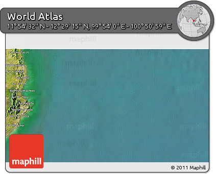 Satellite 3D Map of the Area around 12° 11' 54" N, 100° 22' 30" E