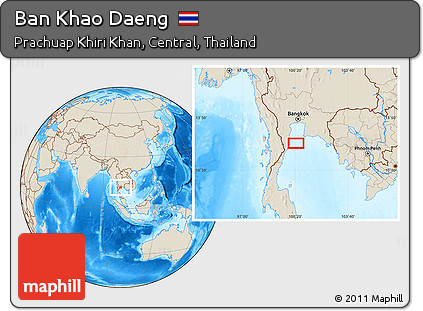 Shaded Relief Location Map of Ban Khao Daeng