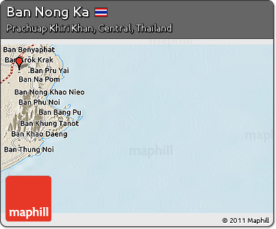 Shaded Relief Panoramic Map of Ban Nong Ka