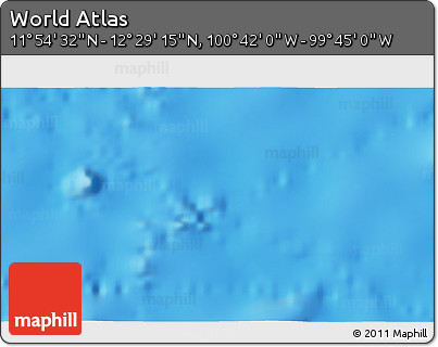 Shaded Relief 3D Map of the Area around 12° 11' 54" N, 100° 13' 29" W