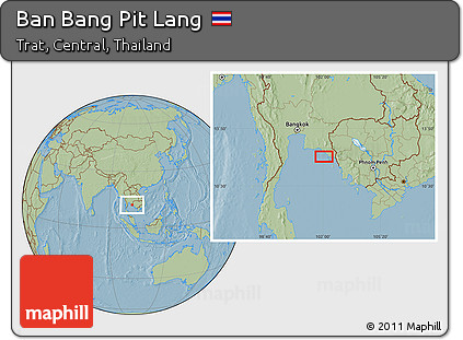 Savanna Style Location Map of Ban Bang Pit Lang, hill shading