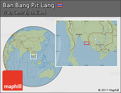 Savanna Style Location Map of Ban Bang Pit Lang, hill shading