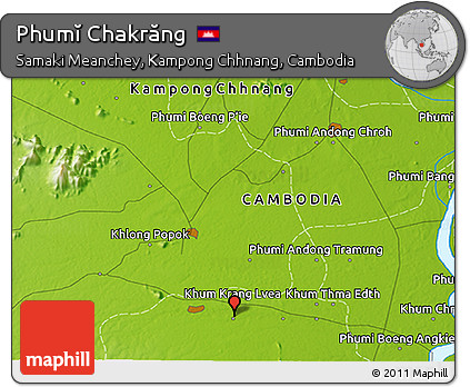 Physical 3D Map of Phumĭ Chakrăng