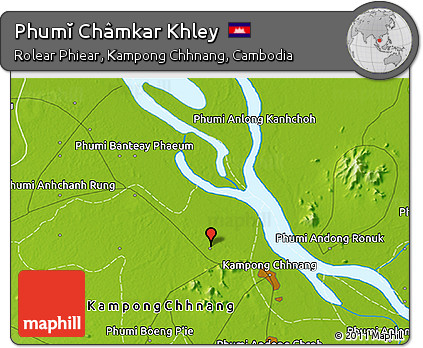 Physical 3D Map of Phumĭ Châmkar Khley