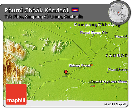 Physical 3D Map of Phumĭ Chhâk Kândaôl