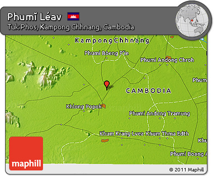 Physical 3D Map of Phumĭ Léav