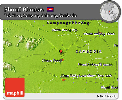 Physical 3D Map of Phumĭ Rôméas