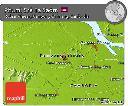 Physical 3D Map of Phumĭ Srê Ta Saôm
