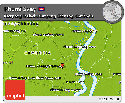 Physical 3D Map of Phumĭ Svay