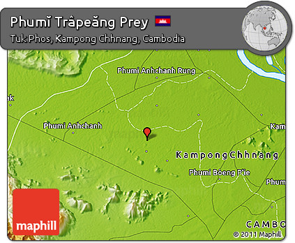 Physical 3D Map of Phumĭ Trâpeăng Prey