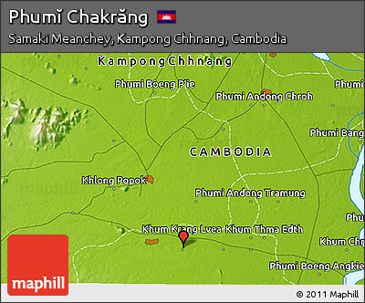 Physical 3D Map of Phumĭ Chakrăng