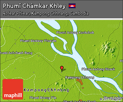 Physical 3D Map of Phumĭ Châmkar Khley