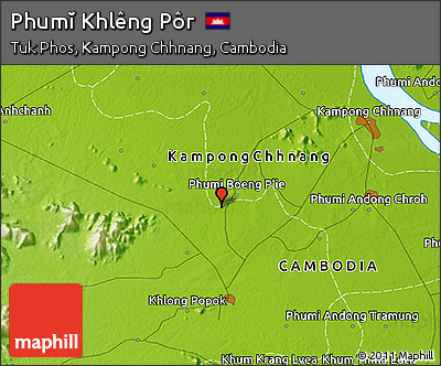 Physical 3D Map of Phumĭ Khlêng Pôr