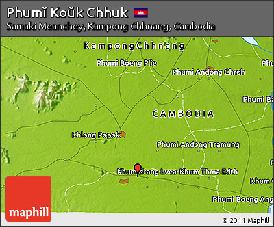 Physical 3D Map of Phumĭ Koŭk Chhuk