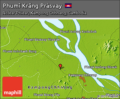 Physical 3D Map of Phumĭ Krăng Prâsvay