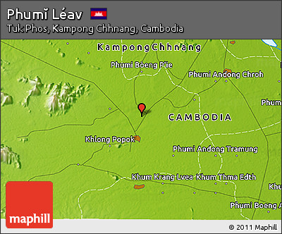 Physical 3D Map of Phumĭ Léav