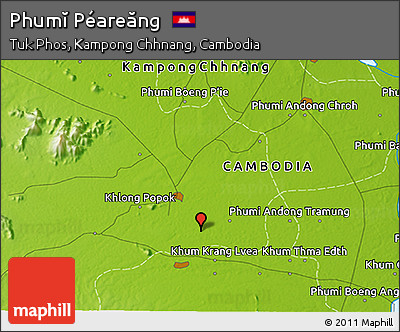 Physical 3D Map of Phumĭ Péareăng