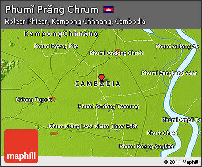 Physical 3D Map of Phumĭ Prăng Chrum
